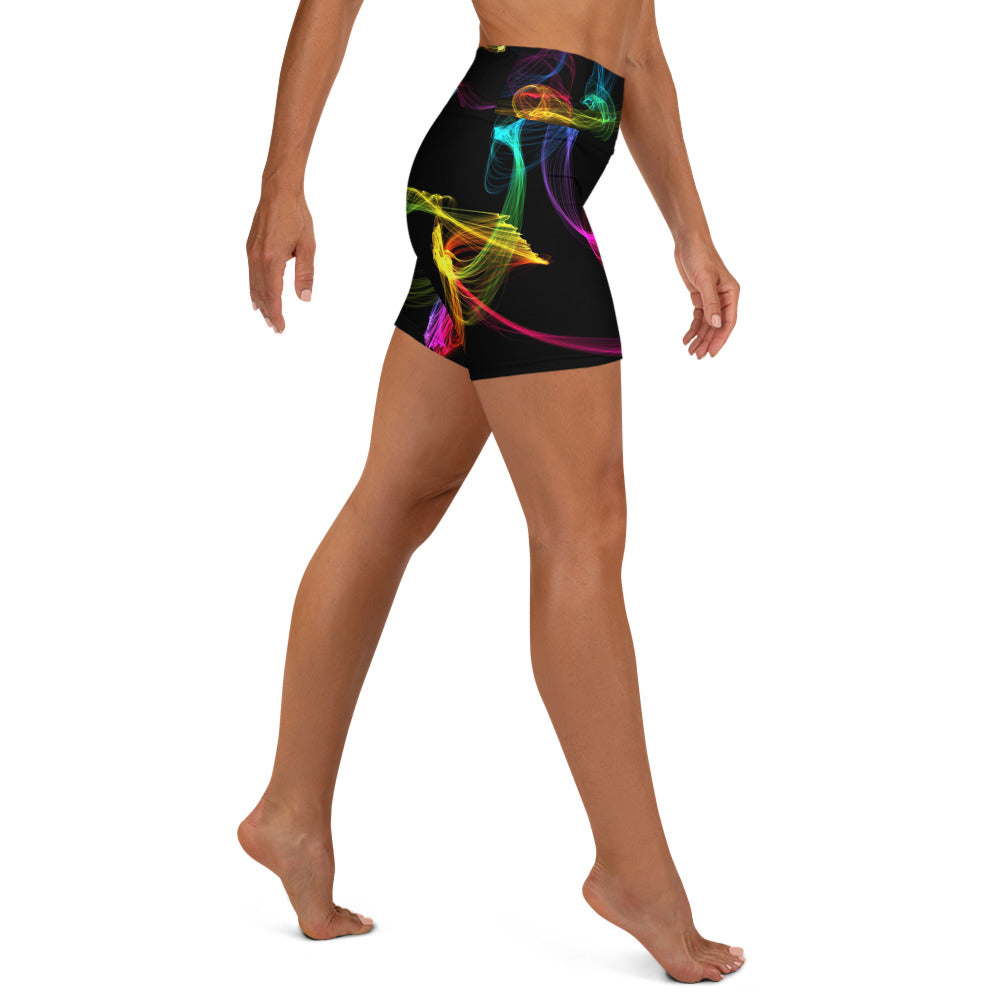 Running Shorts for girls. Women's Black Gym Shorts. "Strobes" Workout Shorts. WickedYo.